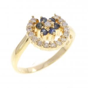 K18YG フラワー サファイヤ リング 0.13CT