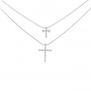 K18WG クロス ダイヤモンド ネックレス 0.05CT