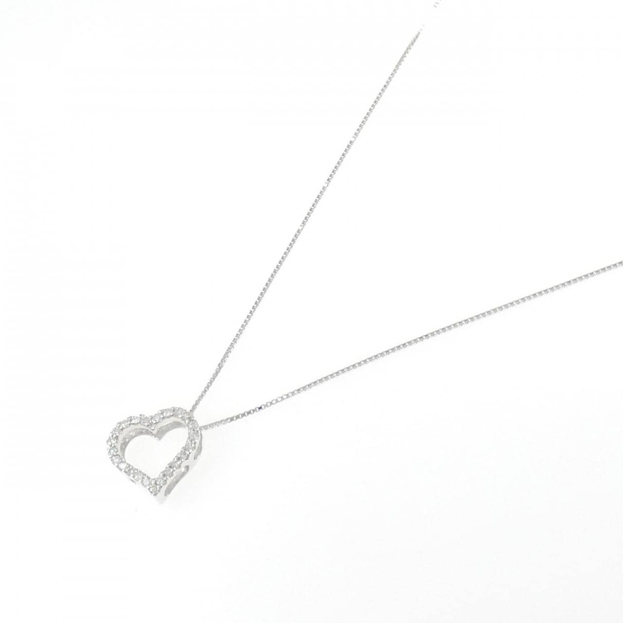 K10WG ハート ダイヤモンド ネックレス 0.15CT