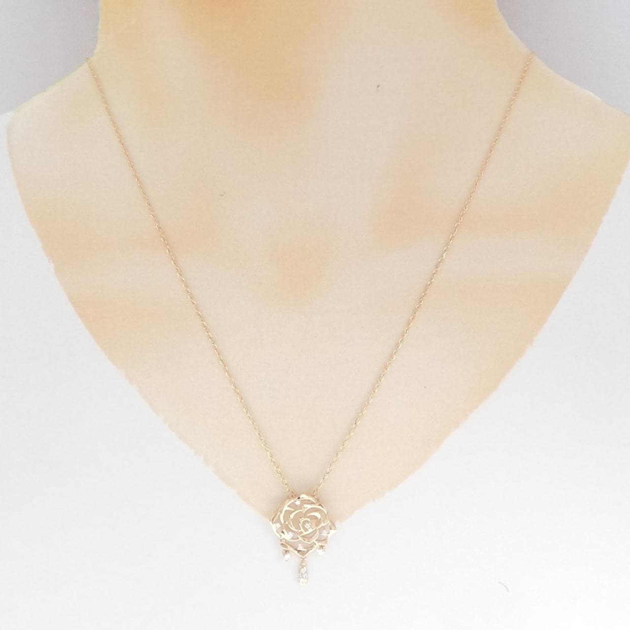 K18PG ローズ ダイヤモンド ネックレス 0.15CT