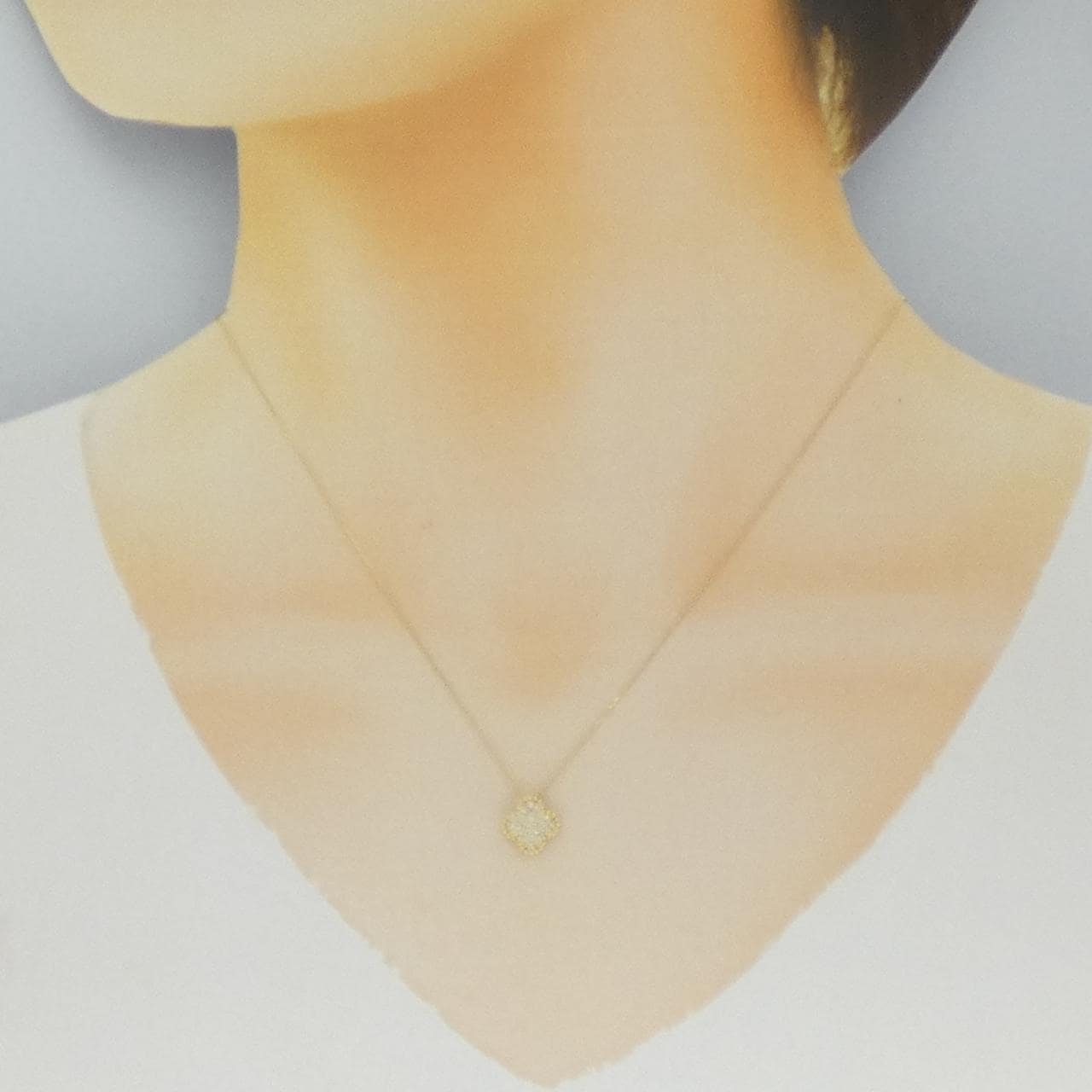 K18YG クローバー ダイヤモンド ネックレス 0.10CT