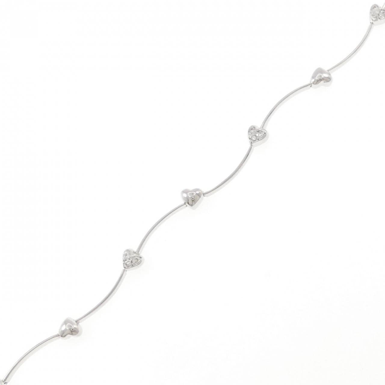 K18WG ハート ダイヤモンド ブレスレット 0.09CT