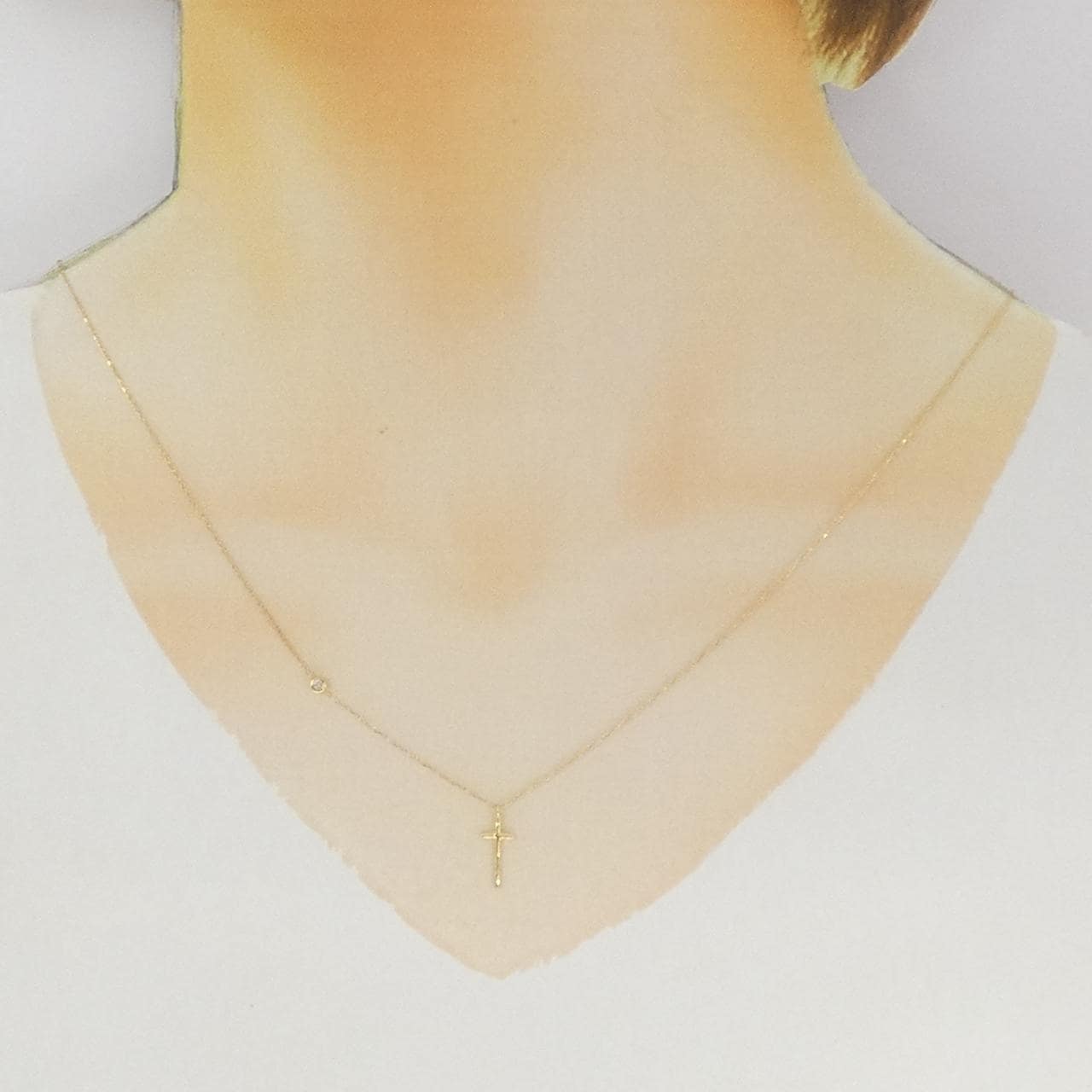 K18YG クロス ダイヤモンド ネックレス 0.03CT