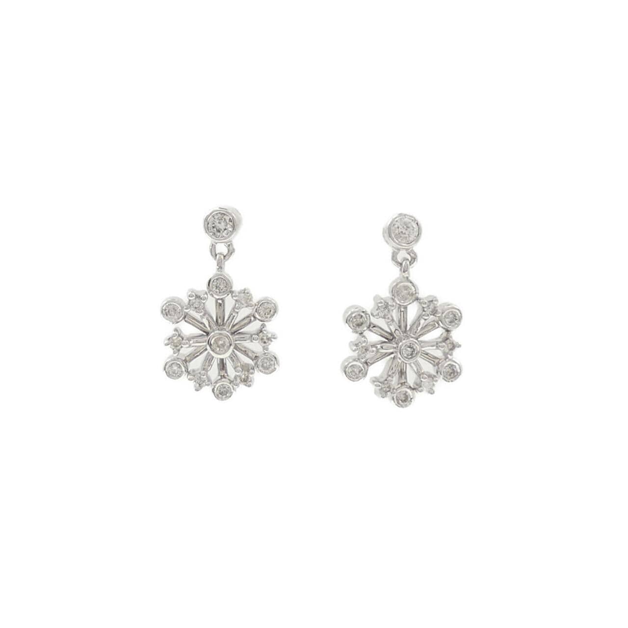 K18WG スノーフレーク ダイヤモンド ピアス 0.60CT