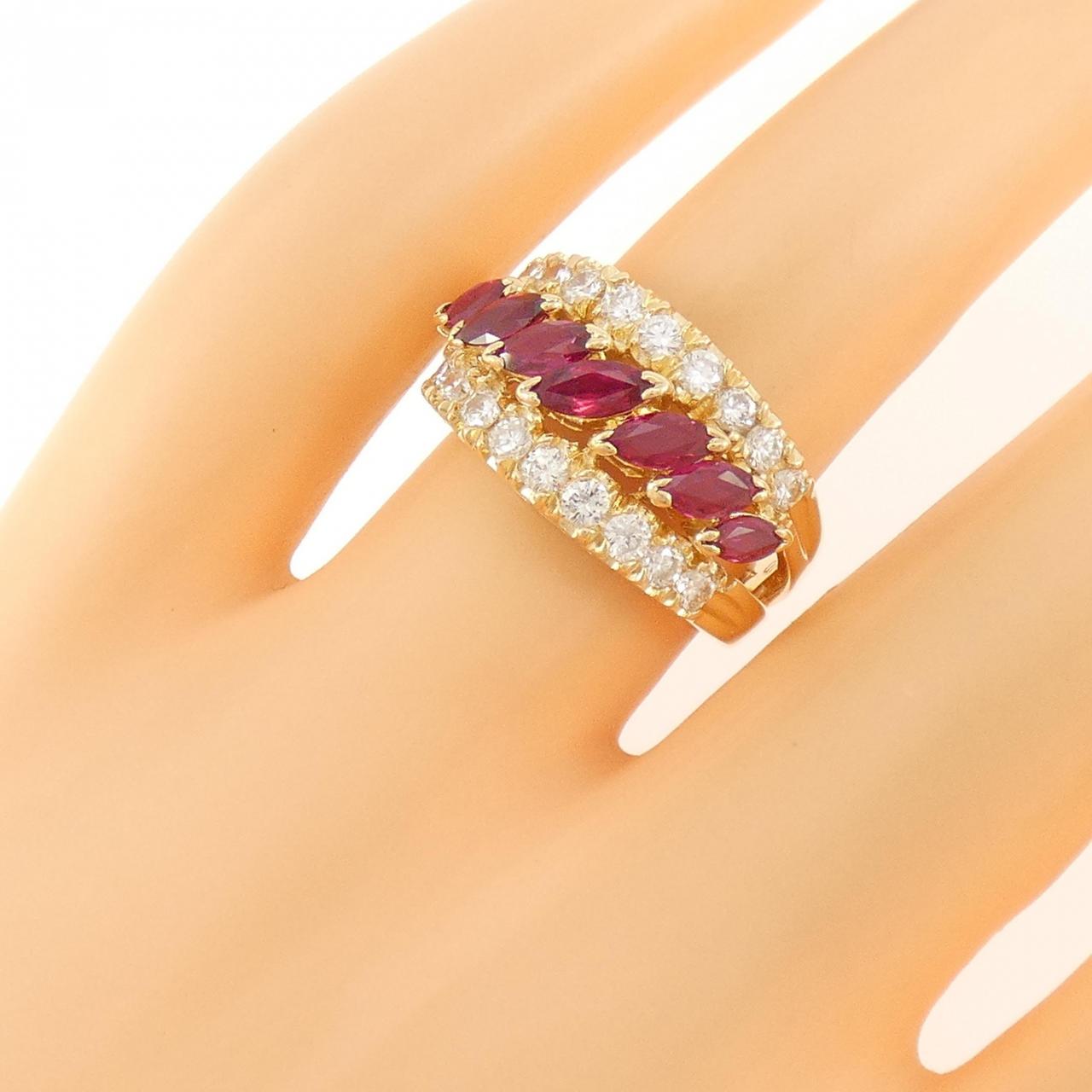 K18YG ルビー リング 1.07CT