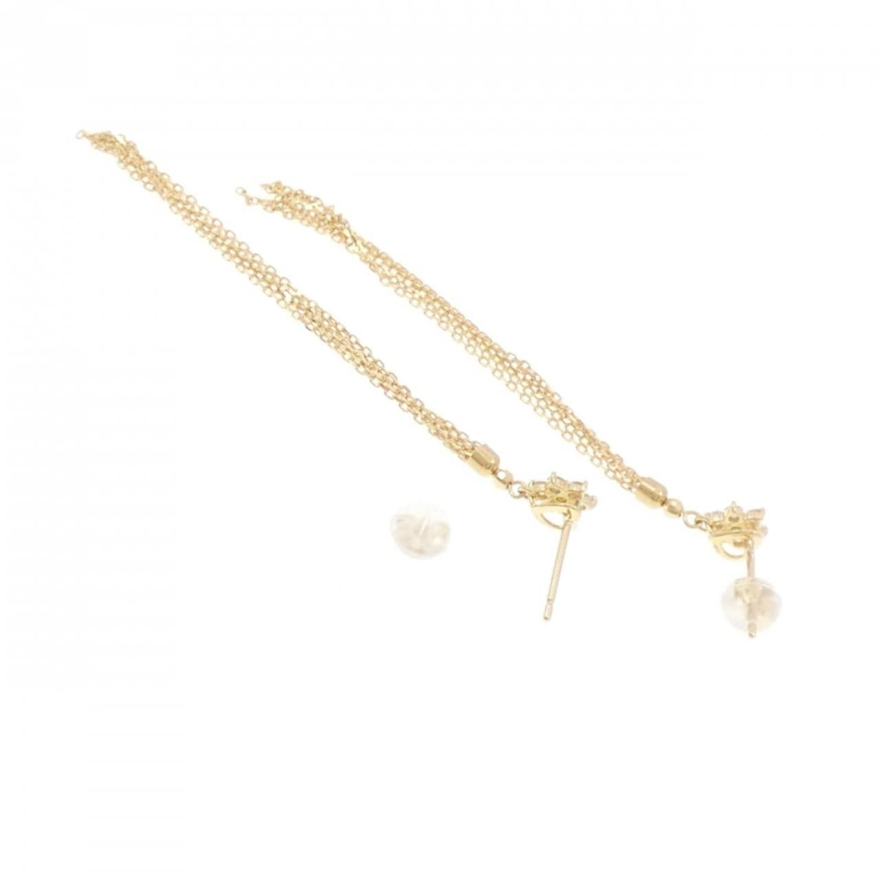 K18YG フラワー ダイヤモンド ピアス 0.30CT