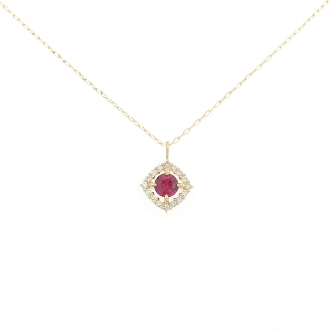 【新品】K18YG ルビー ネックレス 0.19CT