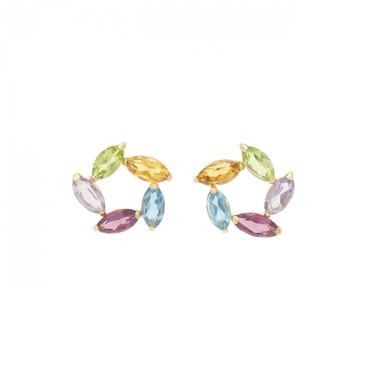 【新品】K18YG カラーストーン ピアス