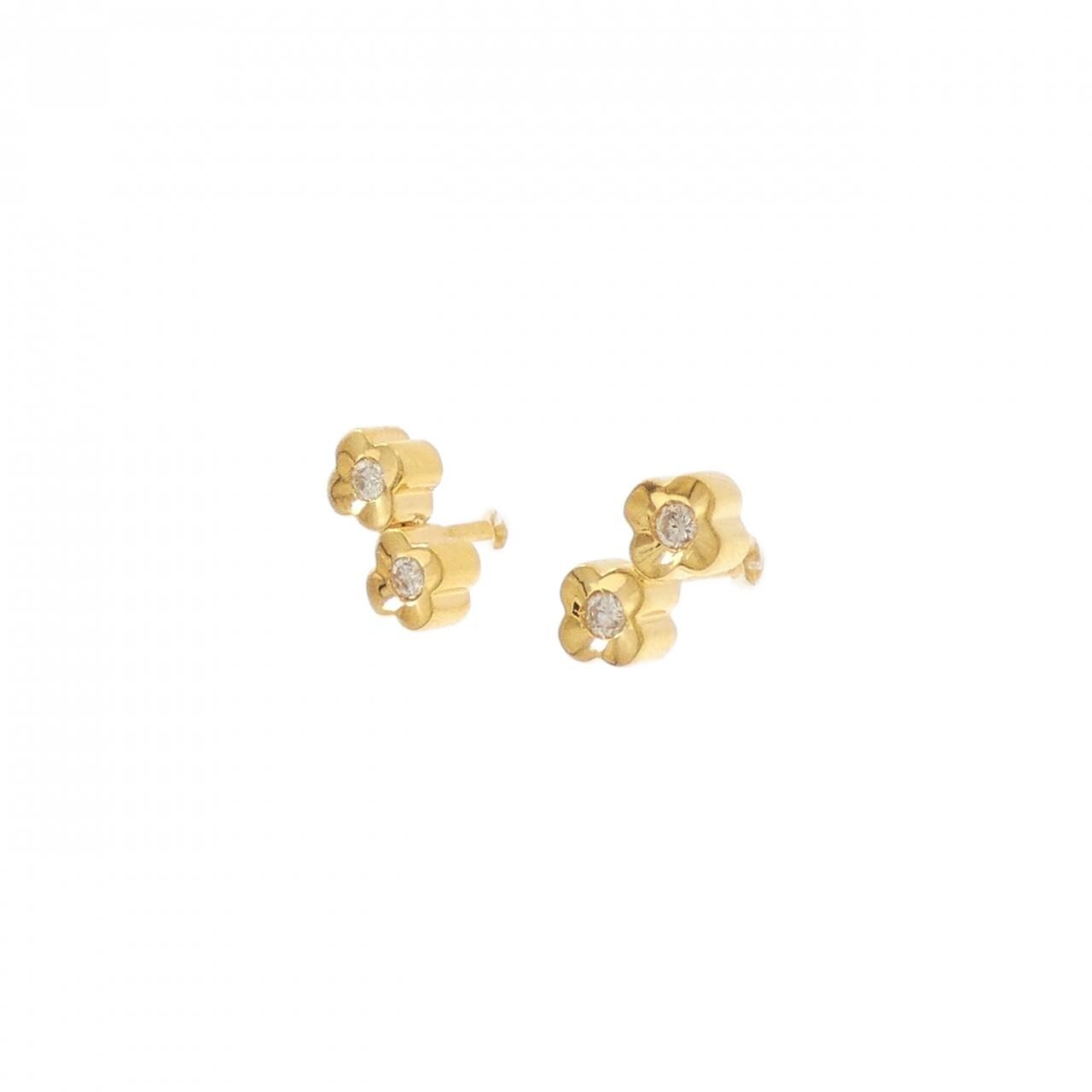 750YG フラワー ダイヤモンド ピアス