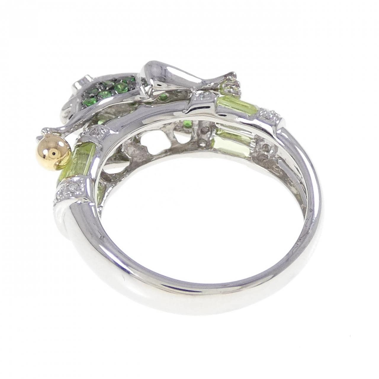 K18WG/K18YG フロッグ カラーストーン リング