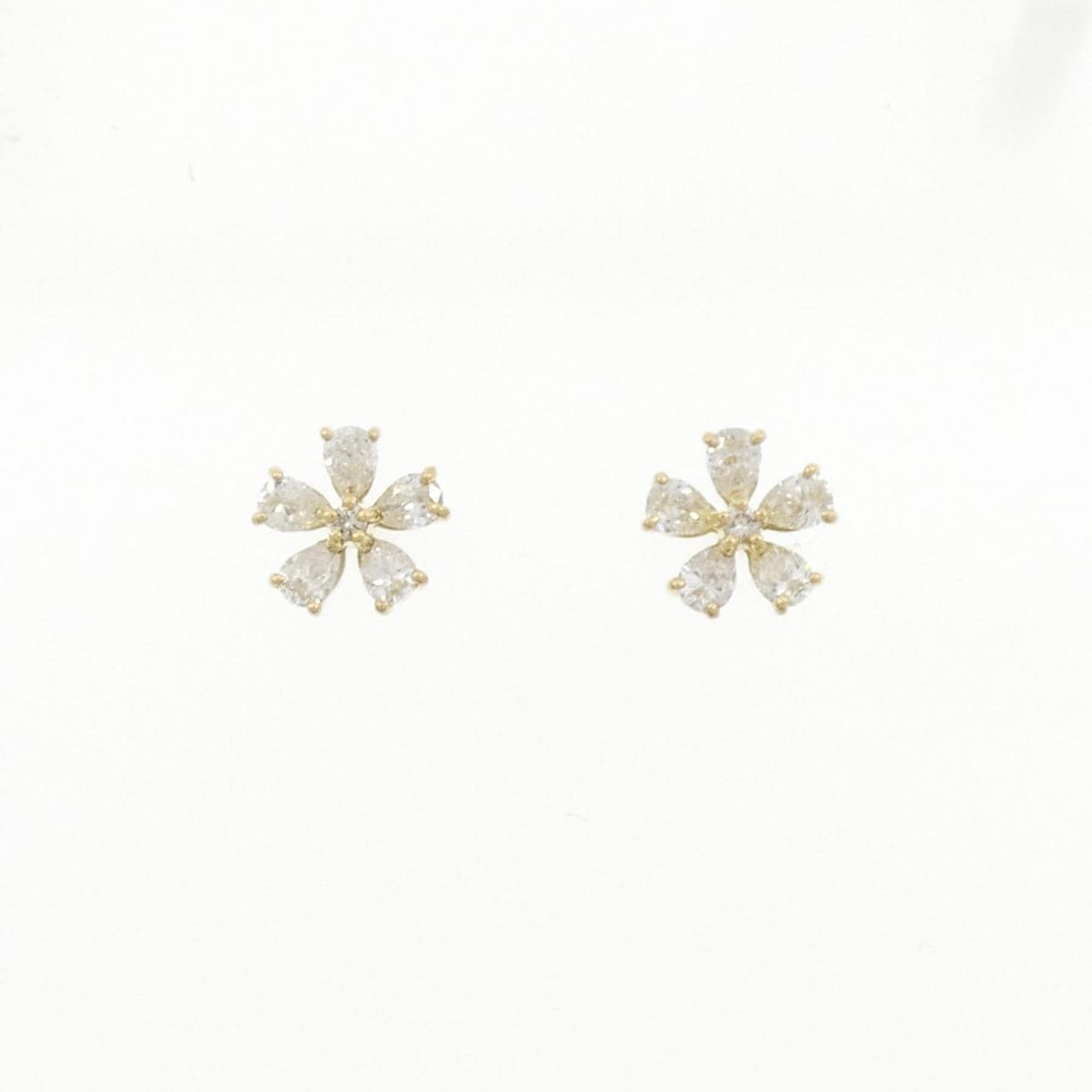 K18YG フラワー ダイヤモンド ピアス 0.50CT