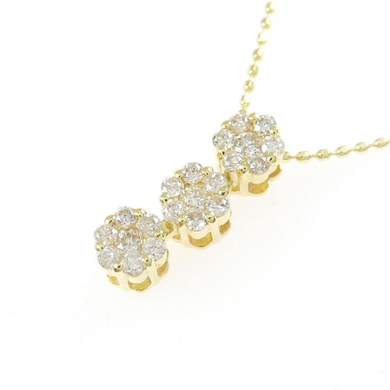 K18YG フラワー ダイヤモンド ネックレス 0.32CT