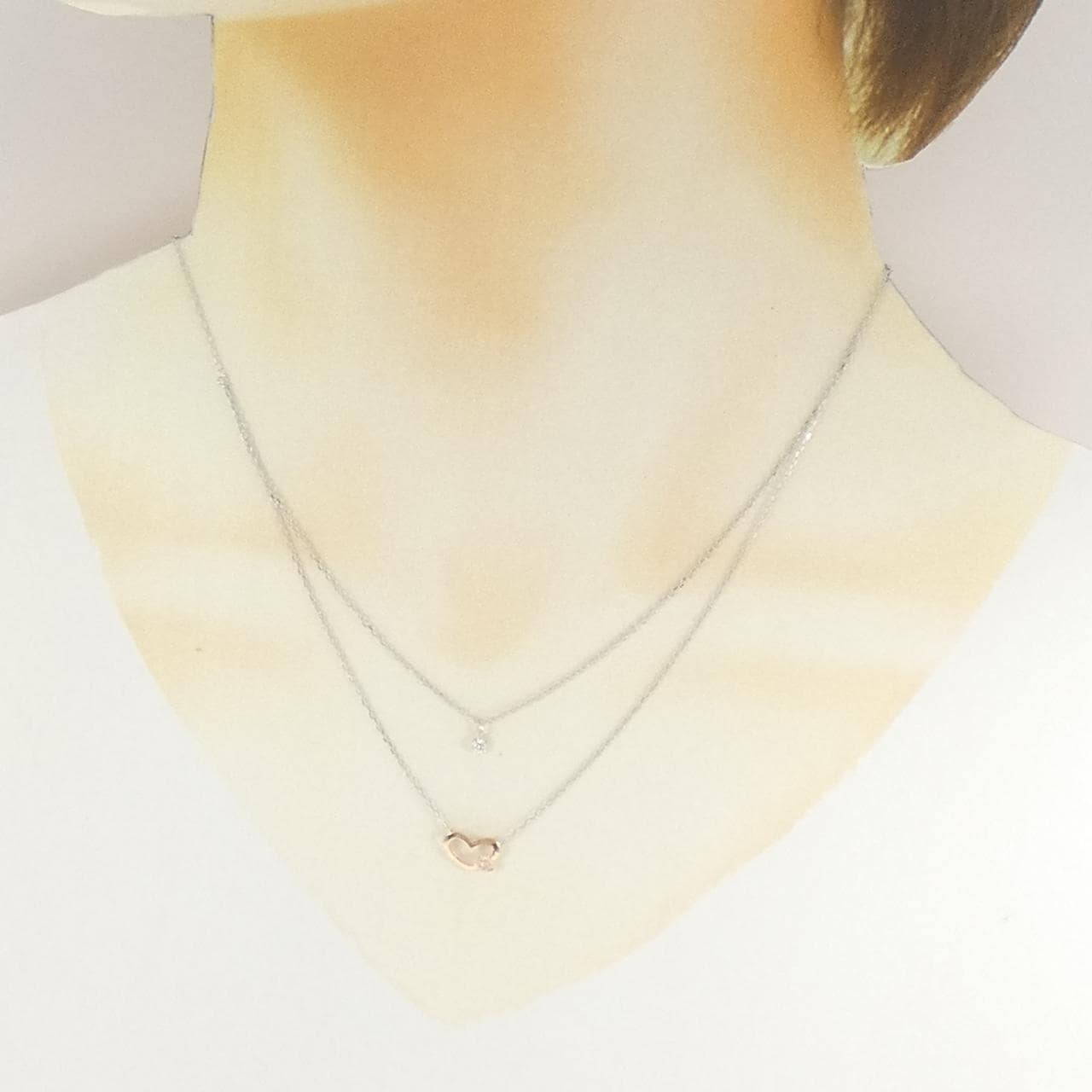 K10WG/K10PG ハート ダイヤモンド ネックレス 0.05CT