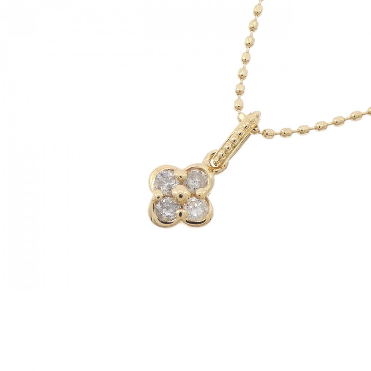 K18YG フラワー ダイヤモンド ネックレス 0.11CT