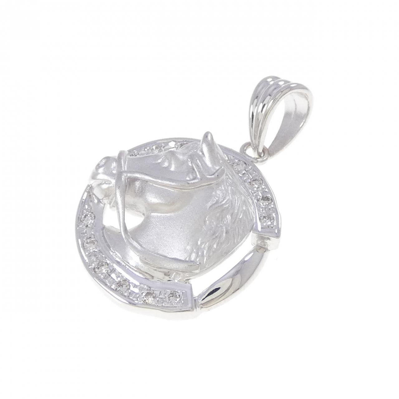 K18WG ホース ダイヤモンド ペンダント 0.13CT