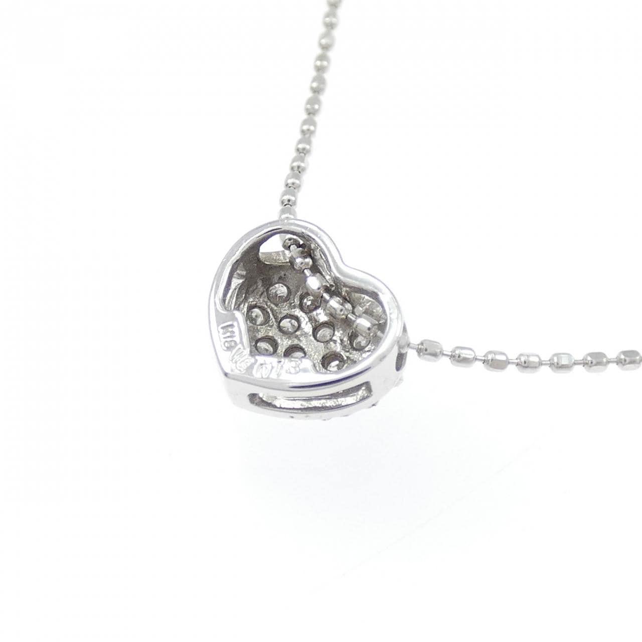 K18WG ハート パヴェ ダイヤモンド ネックレス 0.13CT