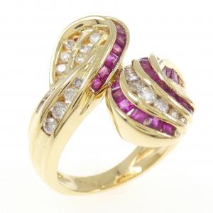 K18YG ルビー リング 1.40CT
