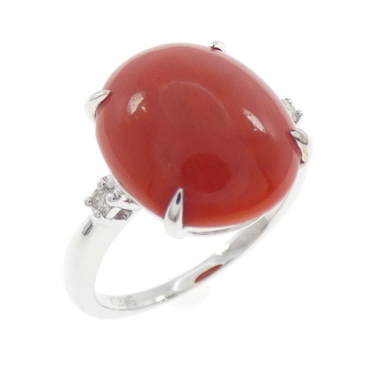 K18WG サンゴ リング 4.92CT