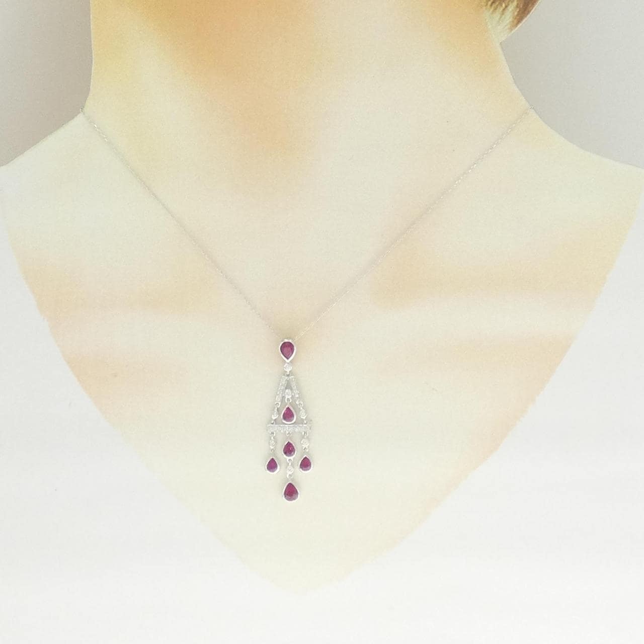 750WG/K18WG ルビー ネックレス 1.39CT