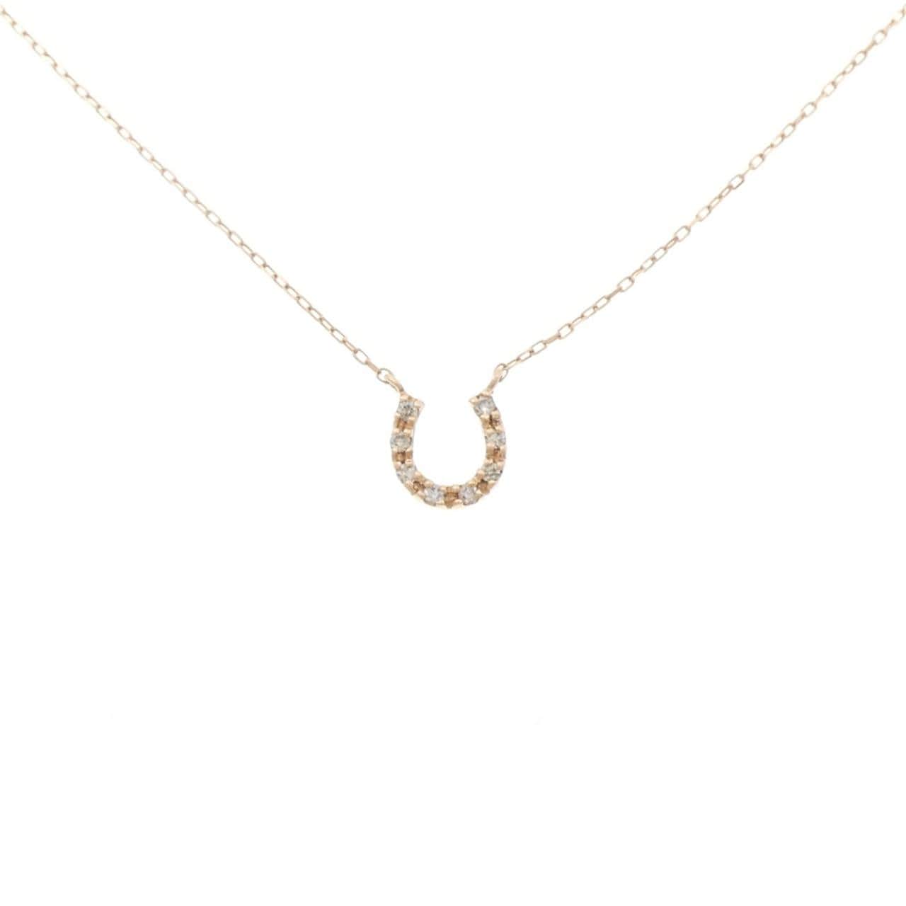 K10PG ホースシュー ダイヤモンド ネックレス 0.05CT