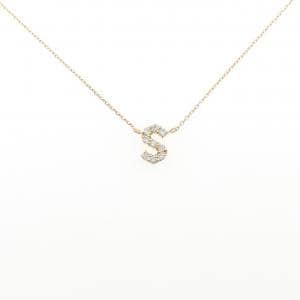 K18YG イニシャルS ダイヤモンド ネックレス 0.16CT