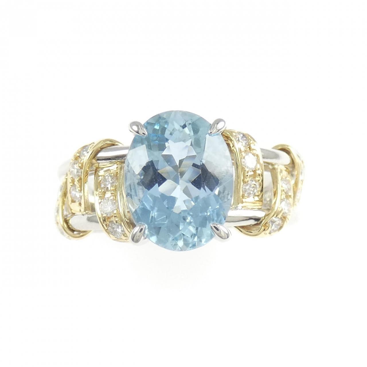 PT900/K18YG アクアマリン リング 2.25CT