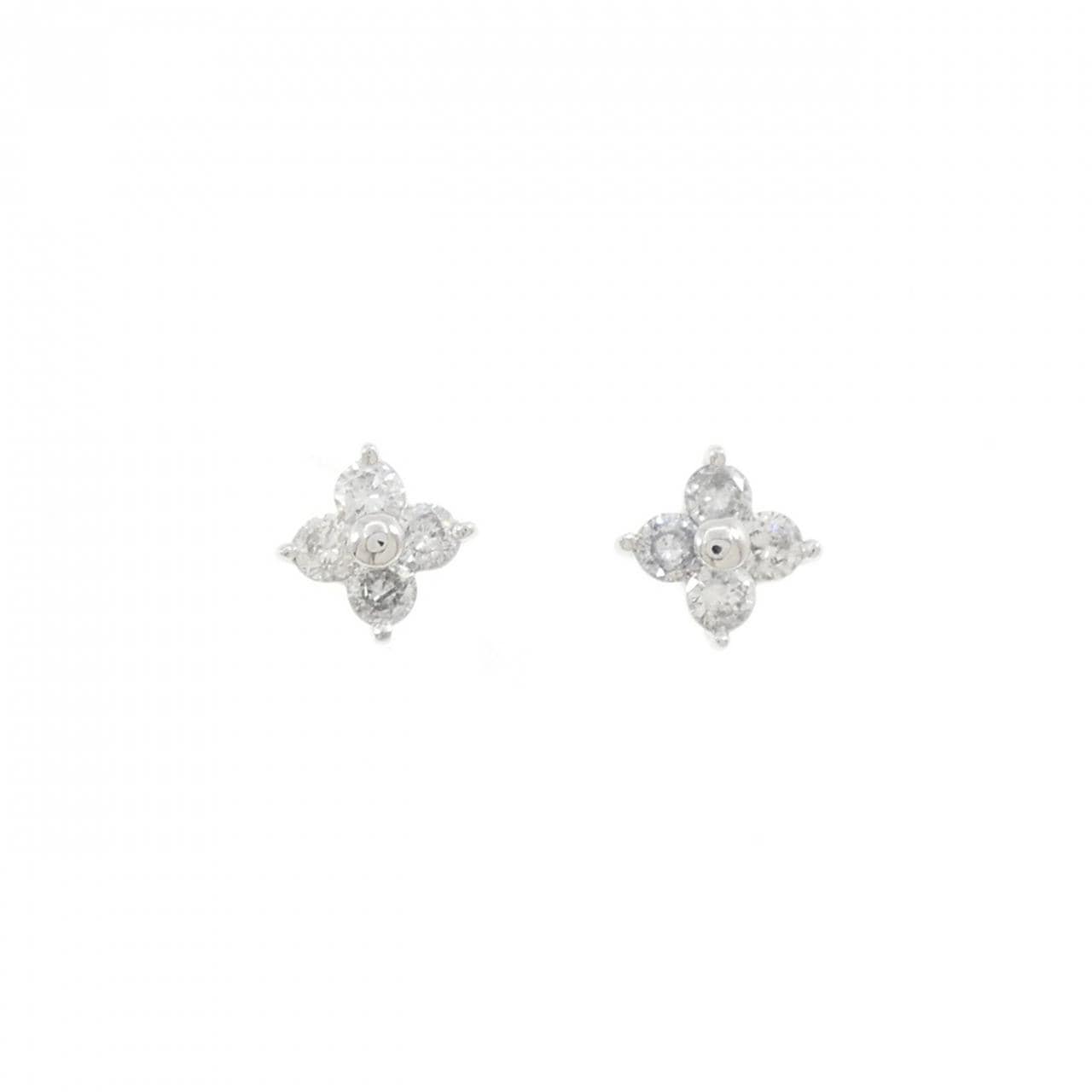 PT900 フラワー ダイヤモンド ピアス 0.755CT