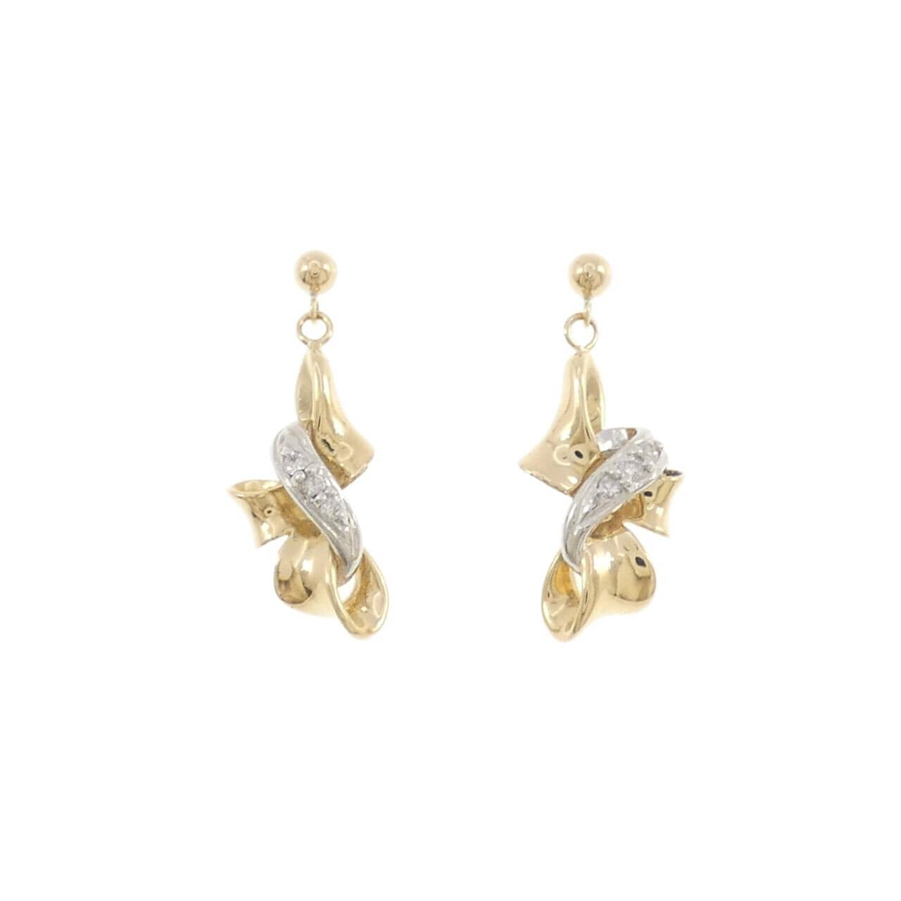 K18YG/PT ダイヤモンド ピアス 0.06CT