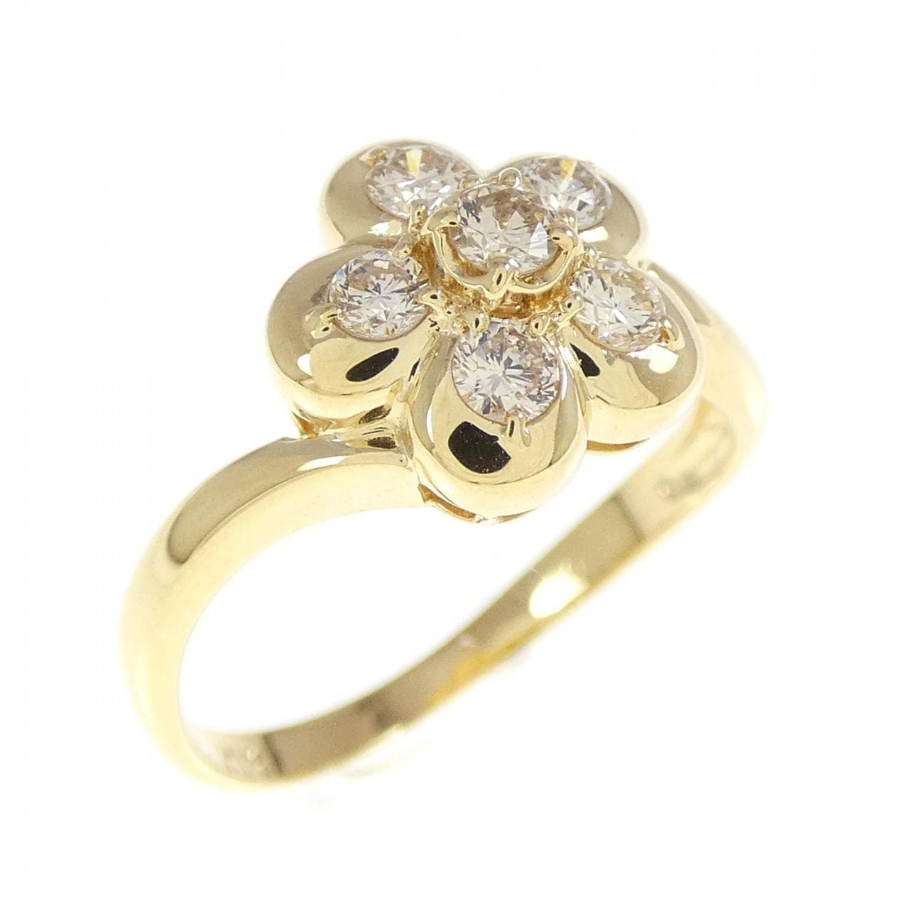 K18YG フラワー ダイヤモンド リング 0.30CT