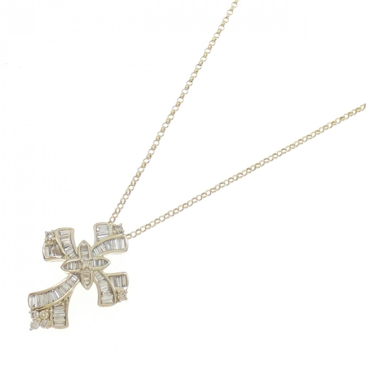K18YG クロス ダイヤモンド ネックレス 0.90CT