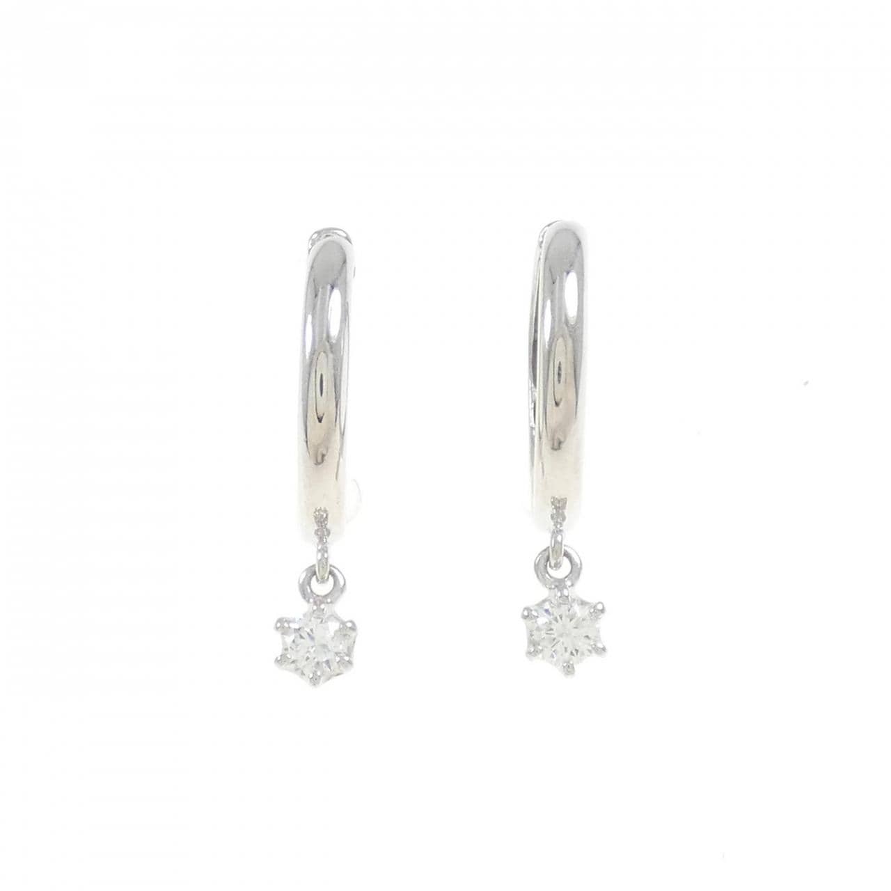 K18WG solitaire Diamond earrings 0.20CT