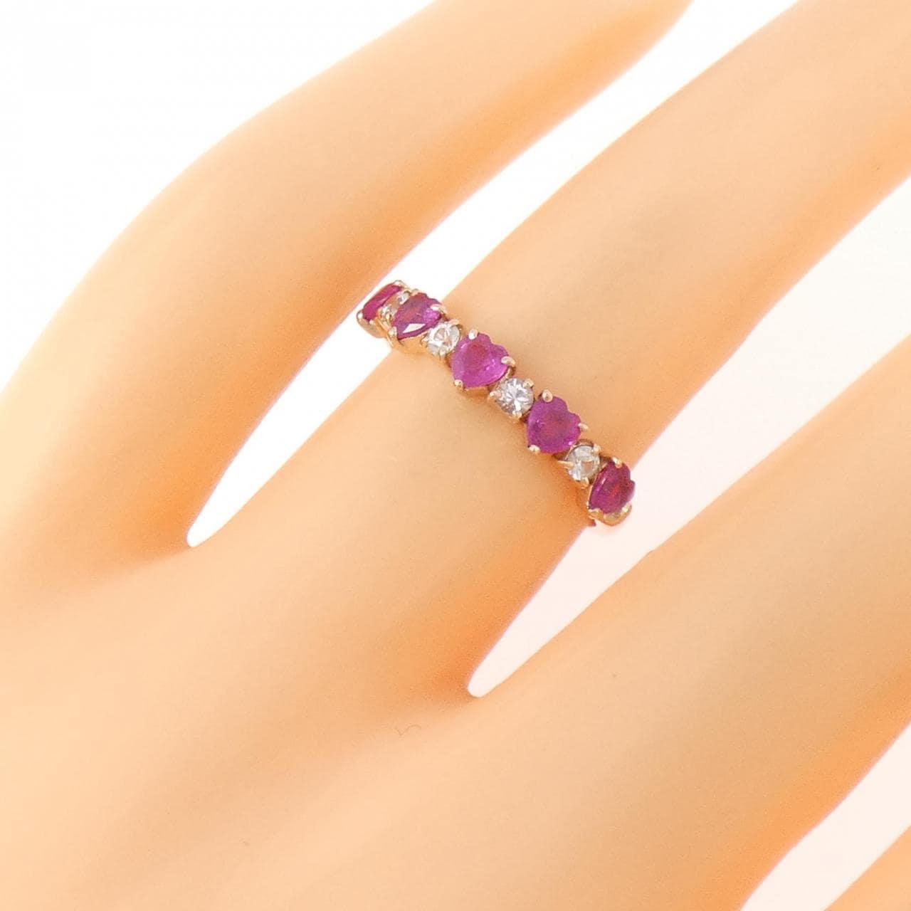 K10PG ハート ルビー リング