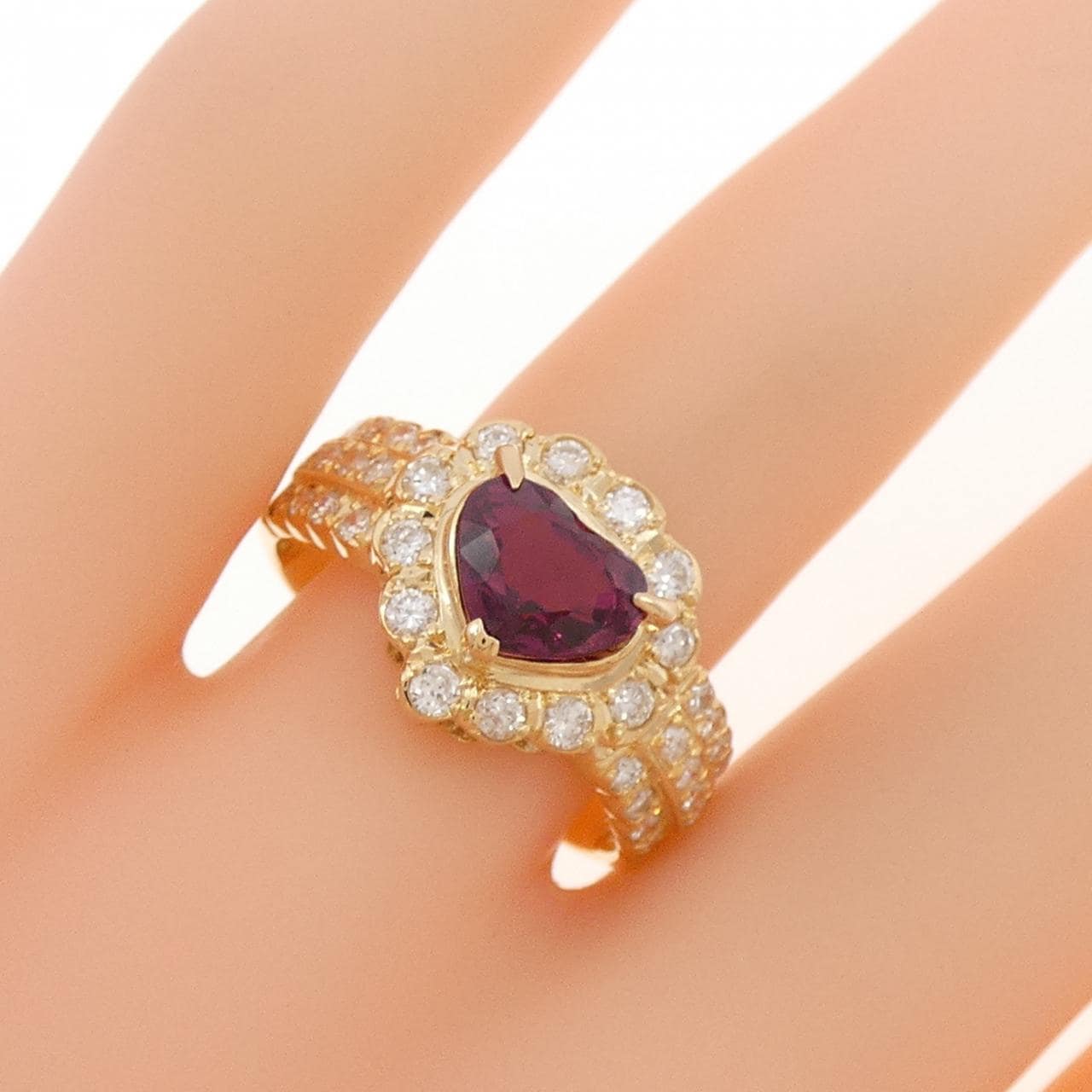 K18YG ハート ルビー リング 1.46CT