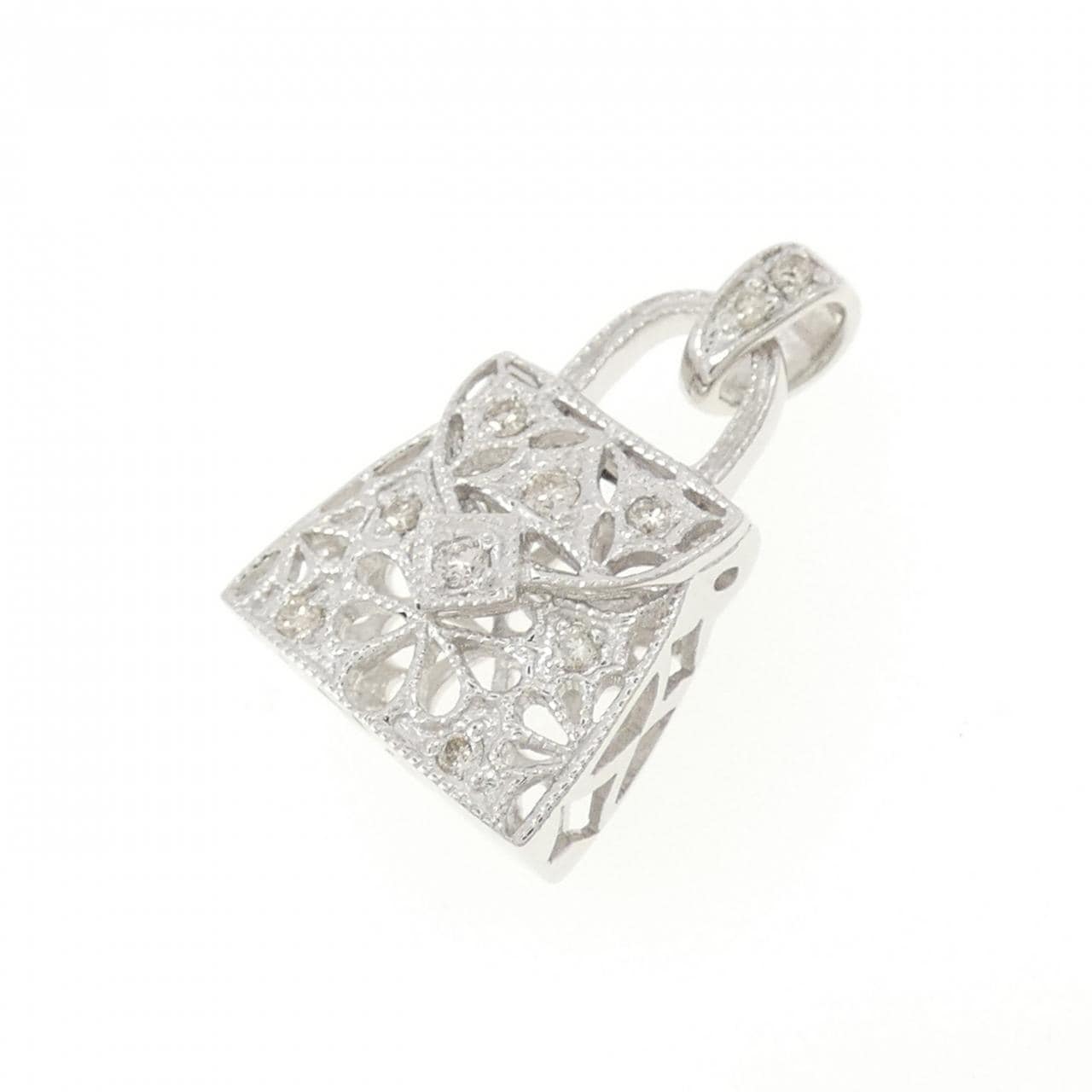 750WG Bag Diamond Pendant 0.12CT