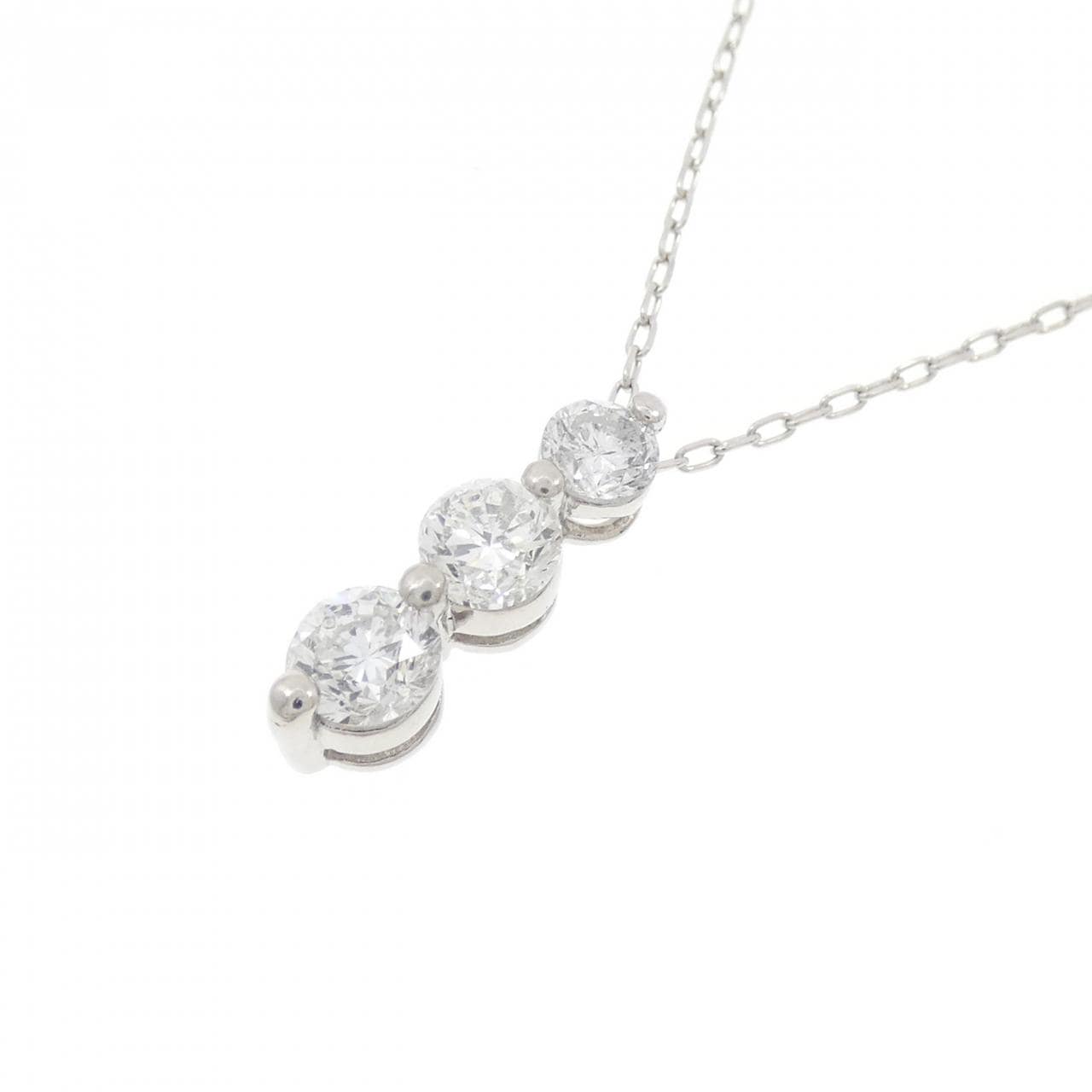 PT900/PT850 スリーストーン ダイヤモンド ネックレス 1.00CT