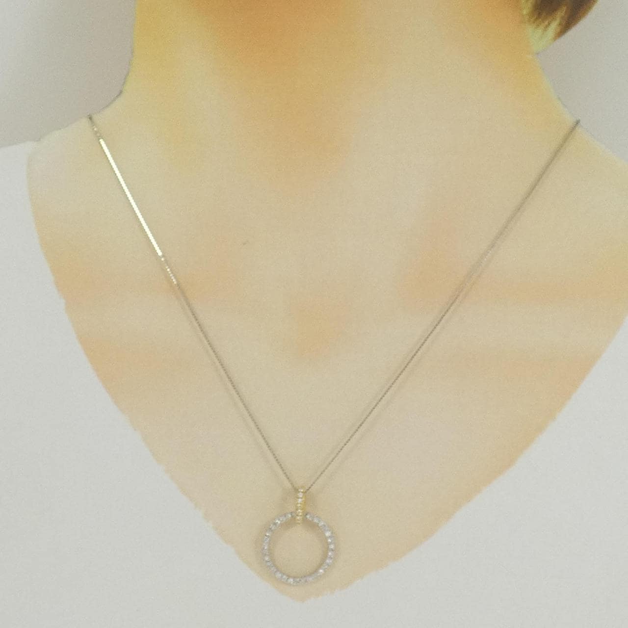 PT900/K18YG/PT850 ダイヤモンド ネックレス 1.00CT