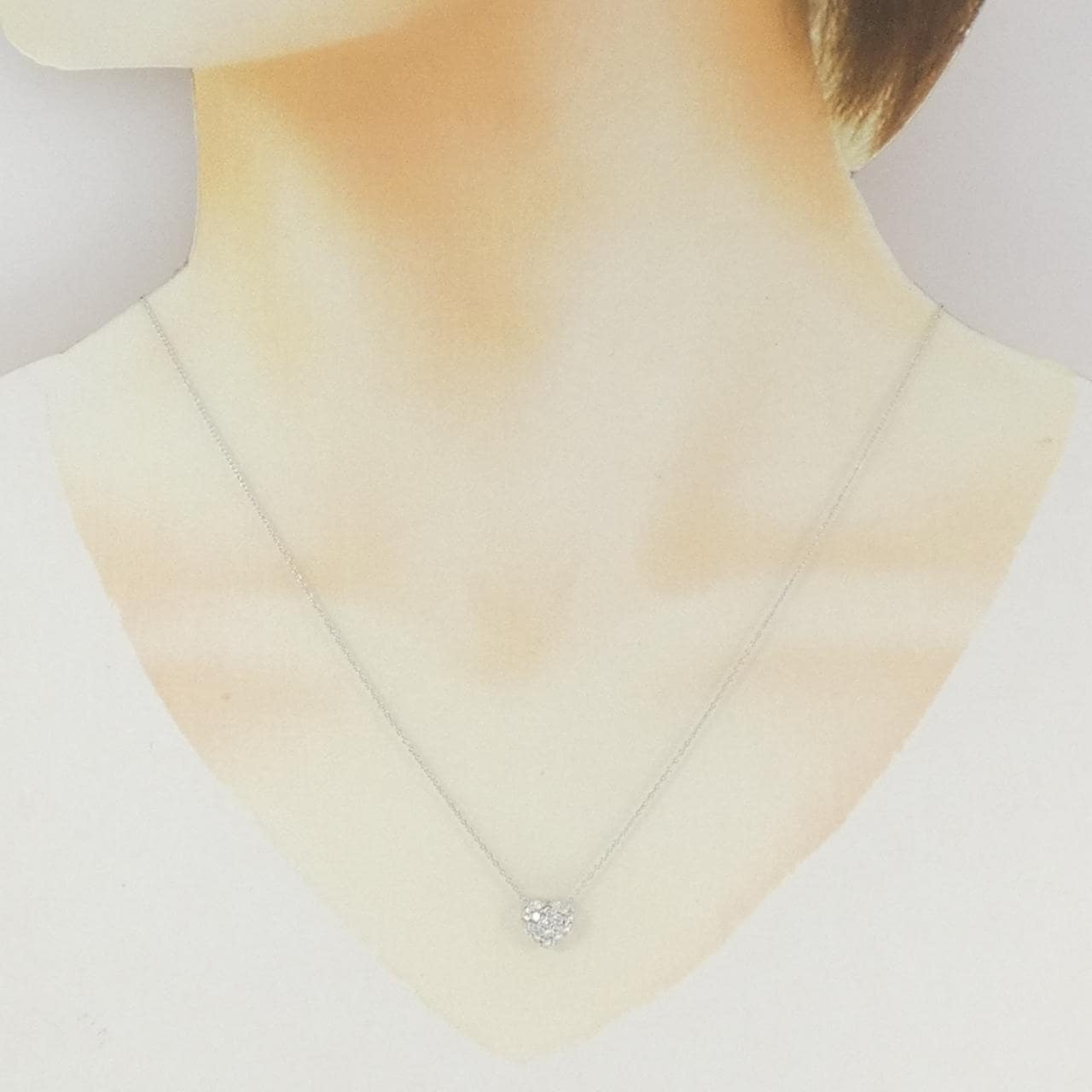 K18WG パヴェ ハート ダイヤモンド ネックレス 0.30CT
