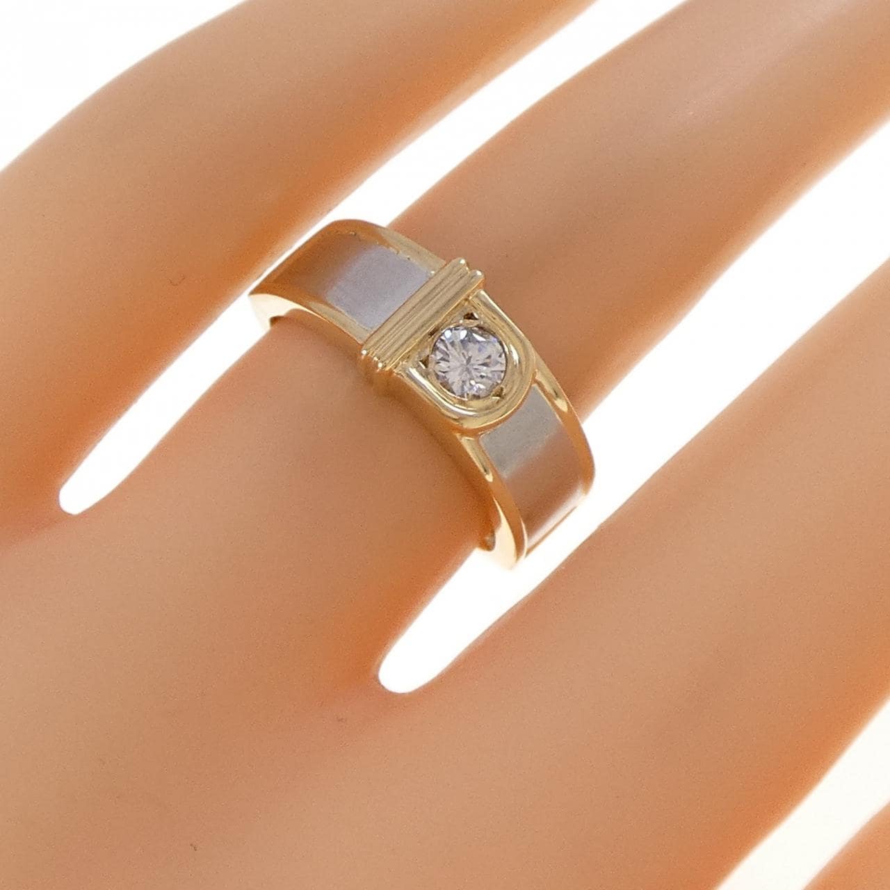 K18YG/PT900 ダイヤモンド リング 0.16CT