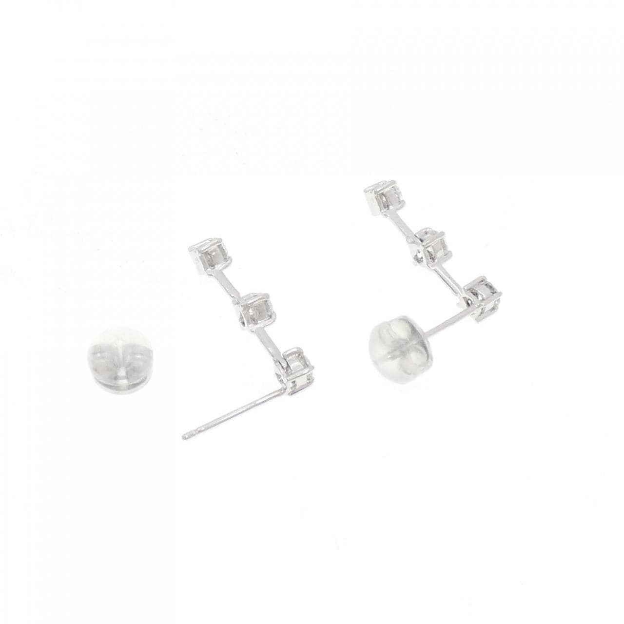 K14WG Three Stone Diamond Earrings 0.50CT