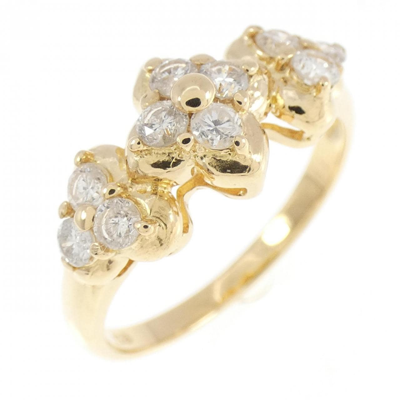 K18YG flower Diamond ring 0.51CT