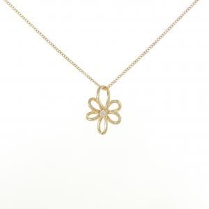 K18YG フラワー ダイヤモンド ネックレス 0.02CT