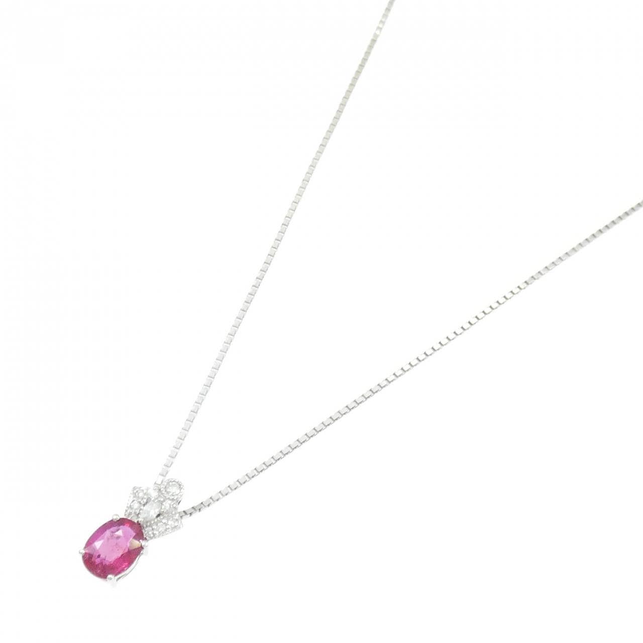 K18WG ルビー ネックレス 1.03CT