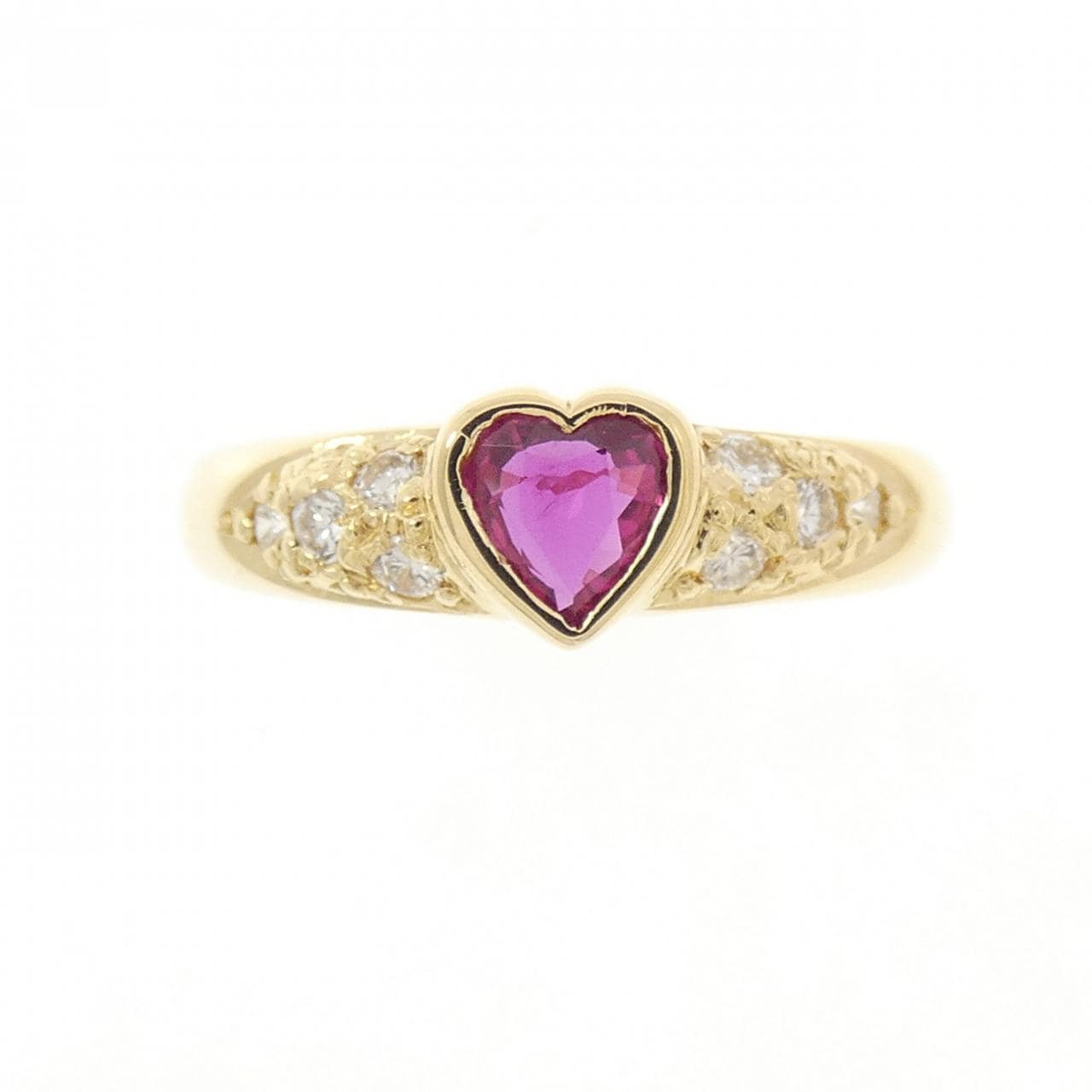 K18YG ハート ルビー リング 0.32CT