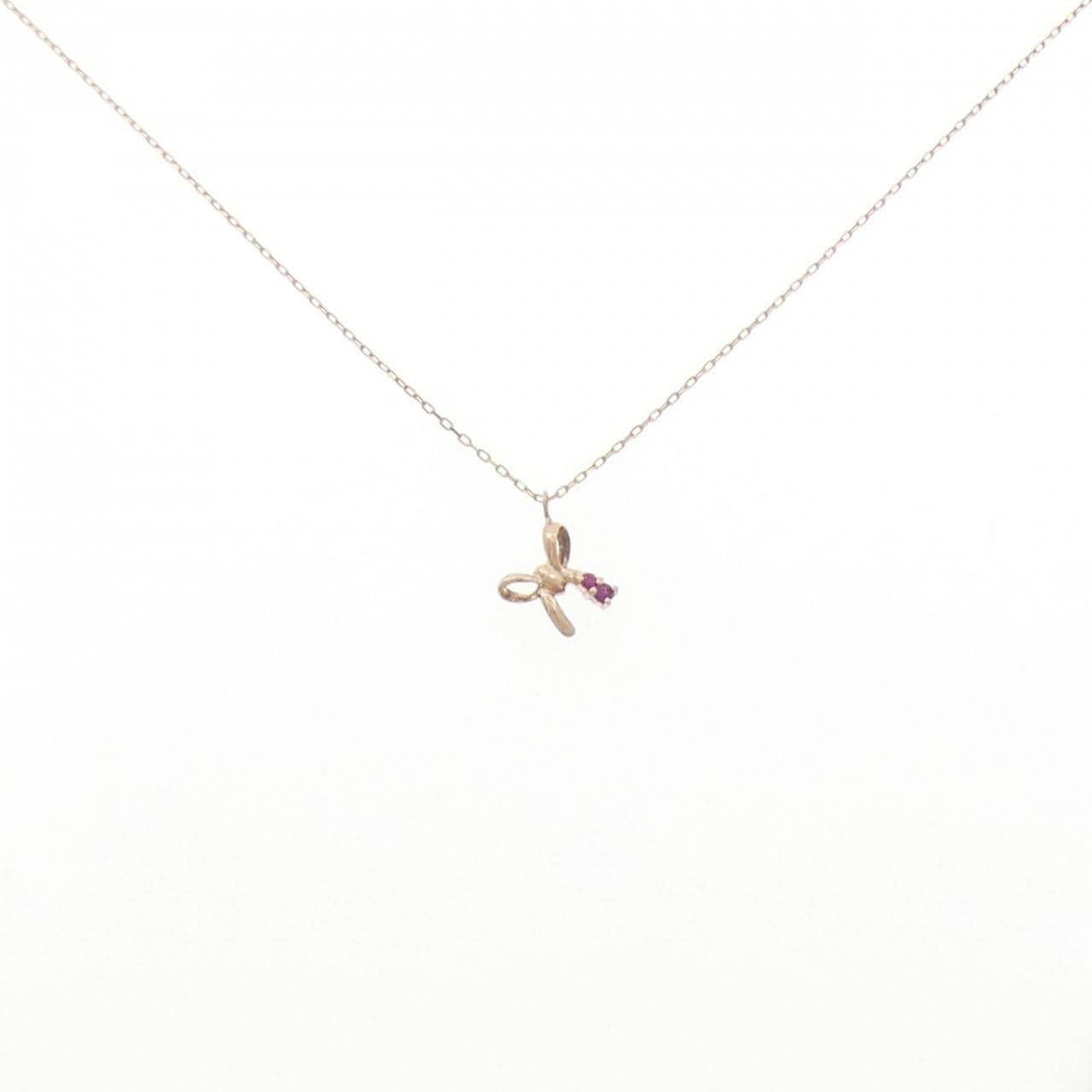 K10PG リボン ルビー ネックレス