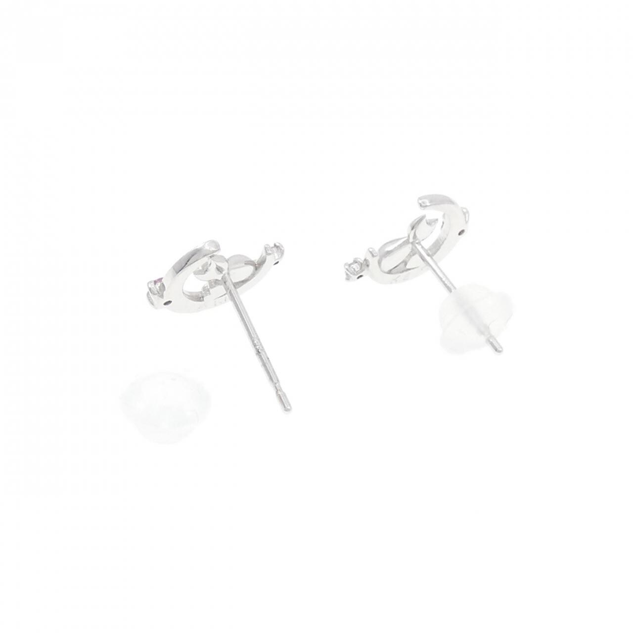 K18WG キャット×ムーン トルマリン ピアス