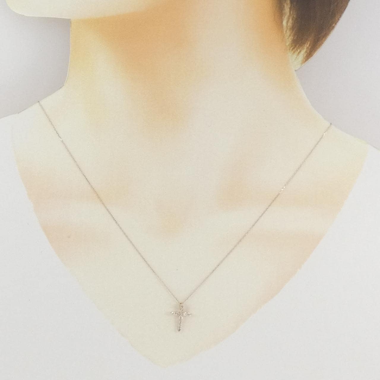 K18PG クロス ダイヤモンド ネックレス 0.20CT