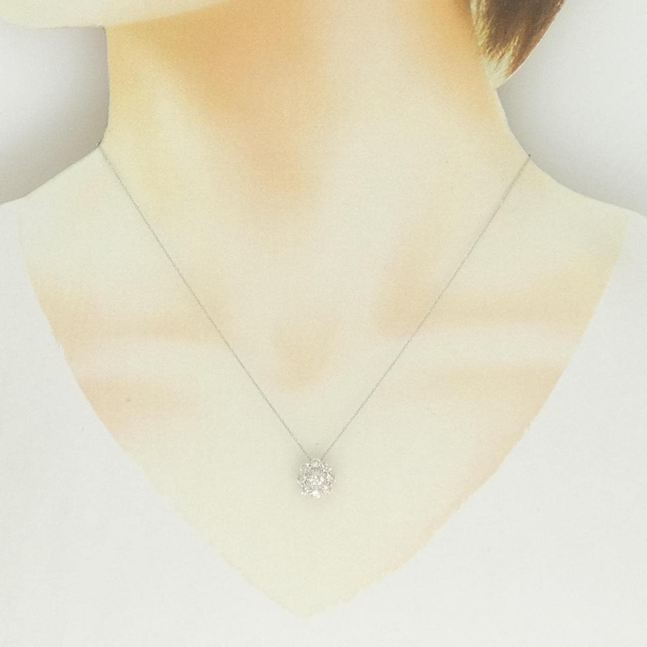 PT950 フラワー ダイヤモンド ネックレス 0.80CT