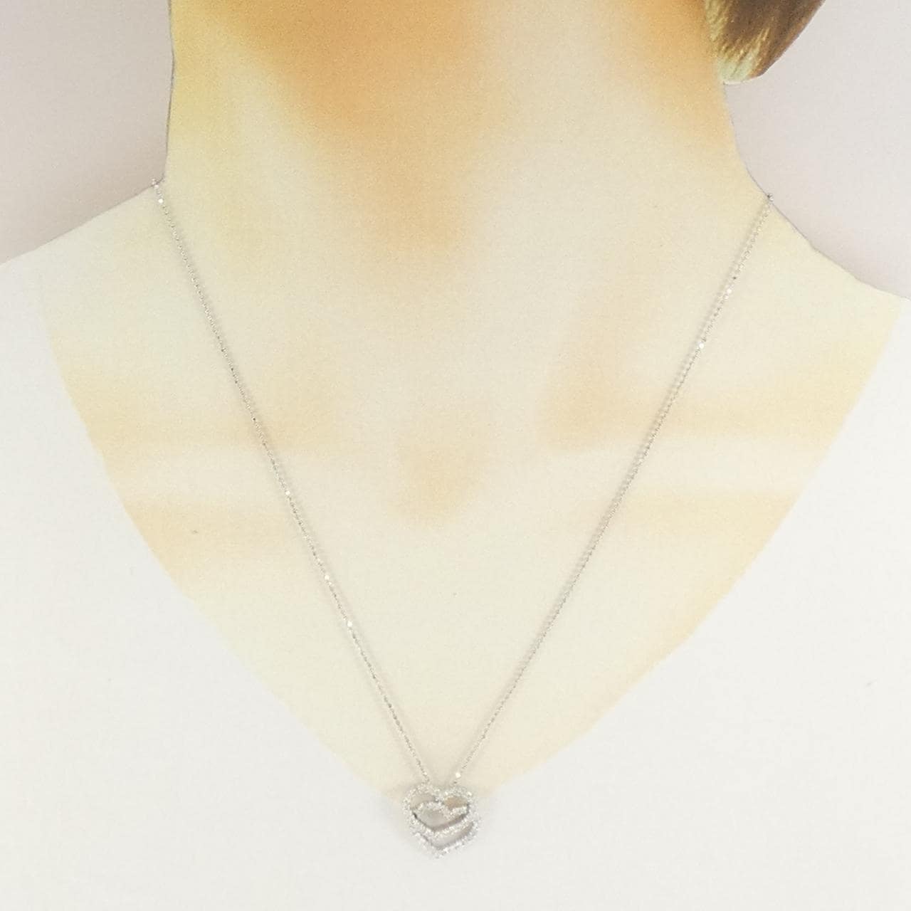 K18WG ハート ダイヤモンド ネックレス 0.50CT