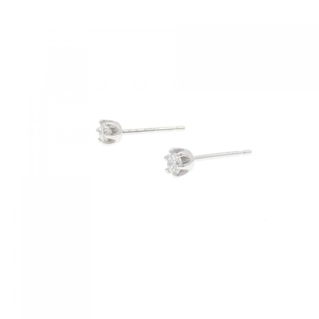 K10WG ソリティア ダイヤモンド ピアス 0.10CT