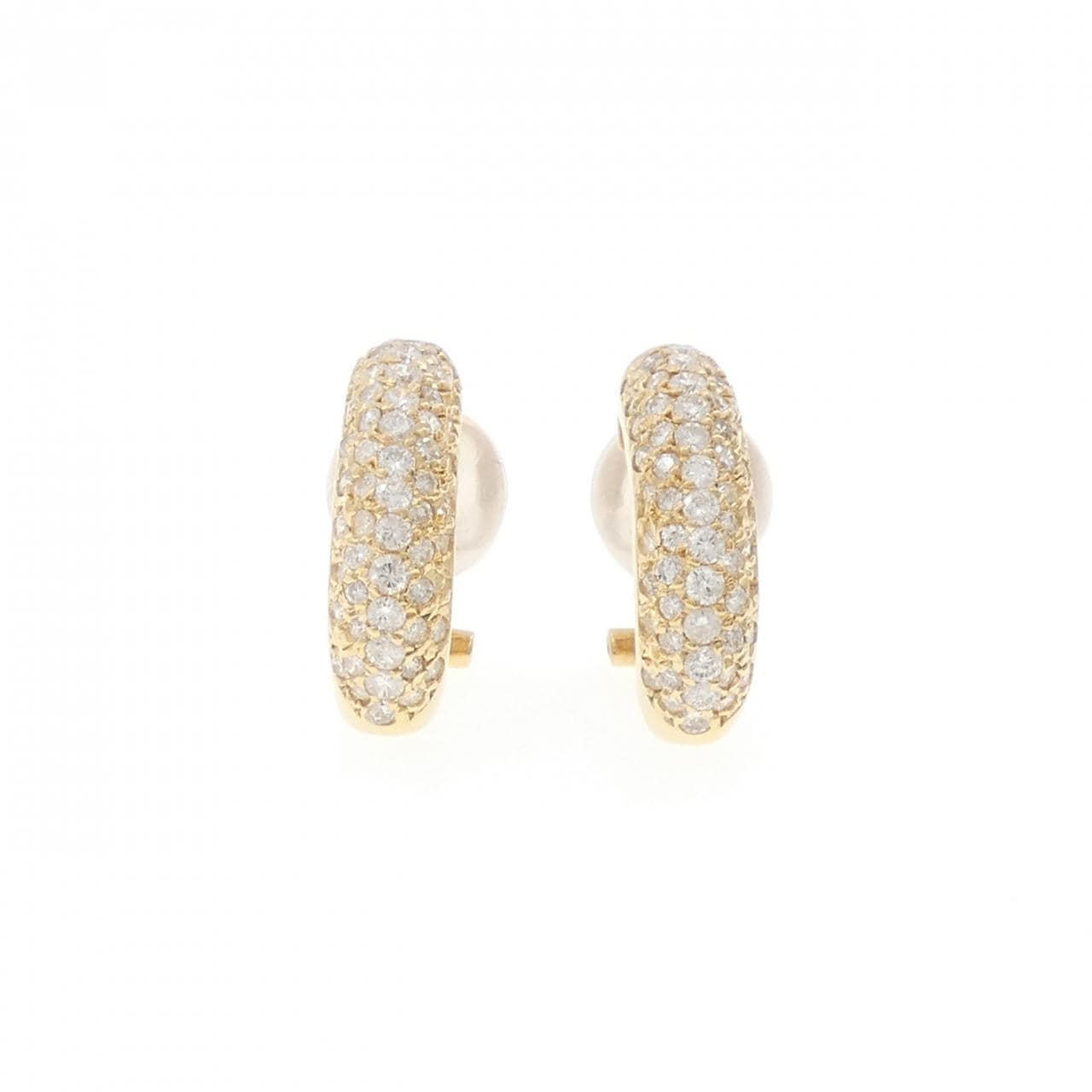 K18YG パヴェ ダイヤモンド イヤリング 1.50CT